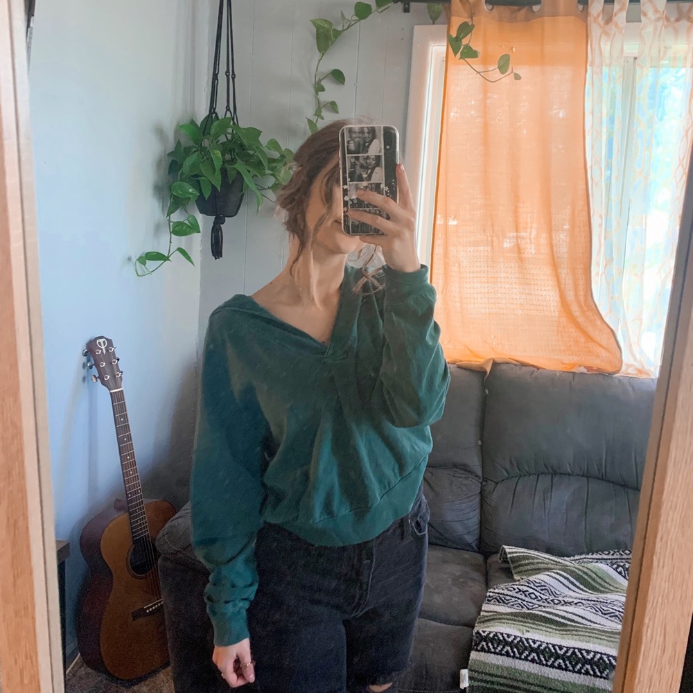 Free People Teal Long Sleeve Top